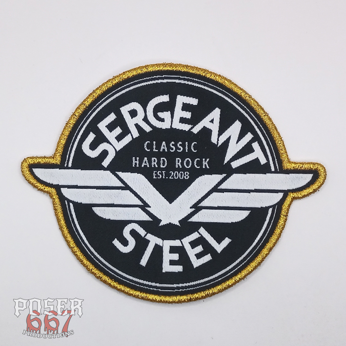 sergeant-steel-logo-patch-aufn-her-10-cm-goldrand image 1