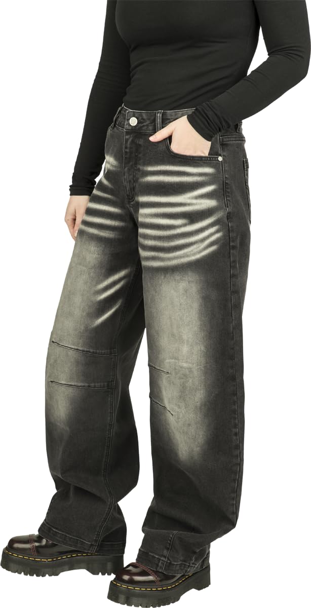 red-by-emp-hosen-damen-jeans-schwarz-barrel-fit-30w-32l image 2