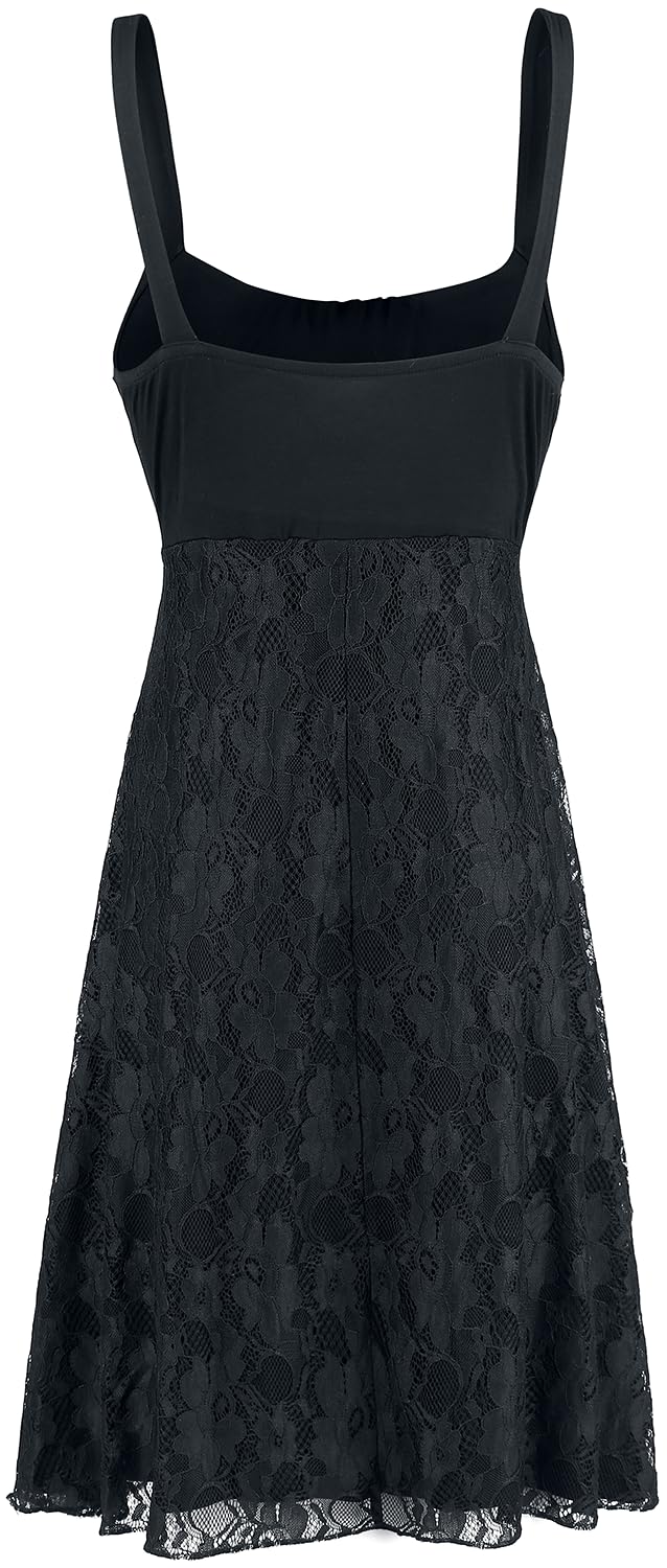 black-premium-by-emp-schwarzes-kleid-mit-spitzenrock-damen-m image 3