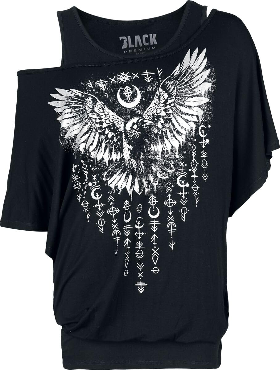 black-premium-by-emp-2-in-1-t-shirt-top-schwarz-damen image 1