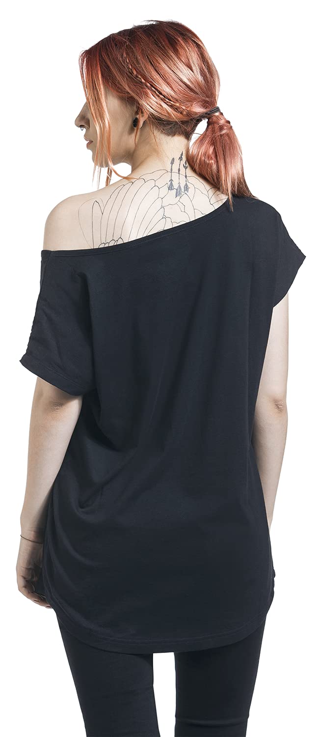 red-by-emp-basic-t-shirt-damen-schwarz-sternchen-print-l image 5