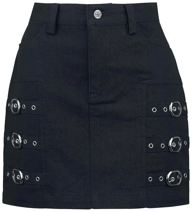 black-premium-by-emp-kurzer-schwarzer-rock-mit-schnallen-damen image 1
