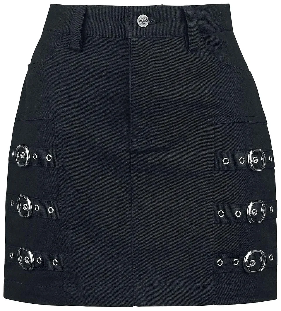 black-premium-by-emp-kurzer-schwarzer-rock-mit-schnallen-damen image 1