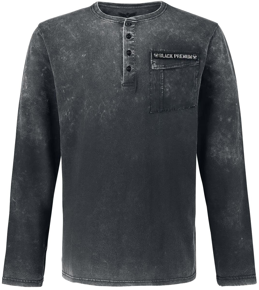 black-premium-vintage-langarmshirt-longsleeve-s-grau-patch image 1