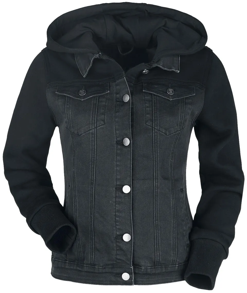 red-by-emp-jeansjacke-damen-schwarz-sweat-rmel-l image 1