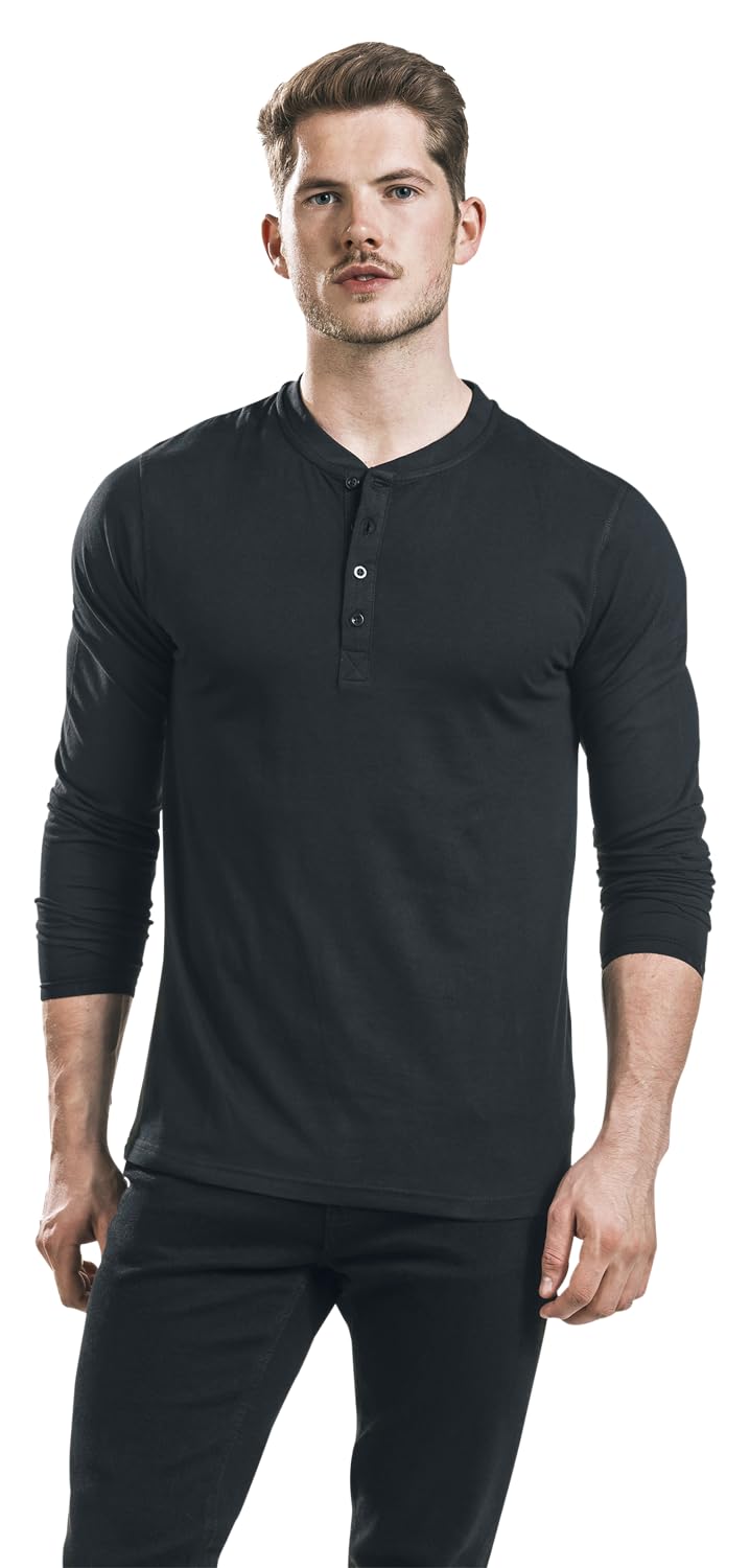 red-by-emp-langarmshirt-basic-schwarz-l-mit-knopfleiste image 2
