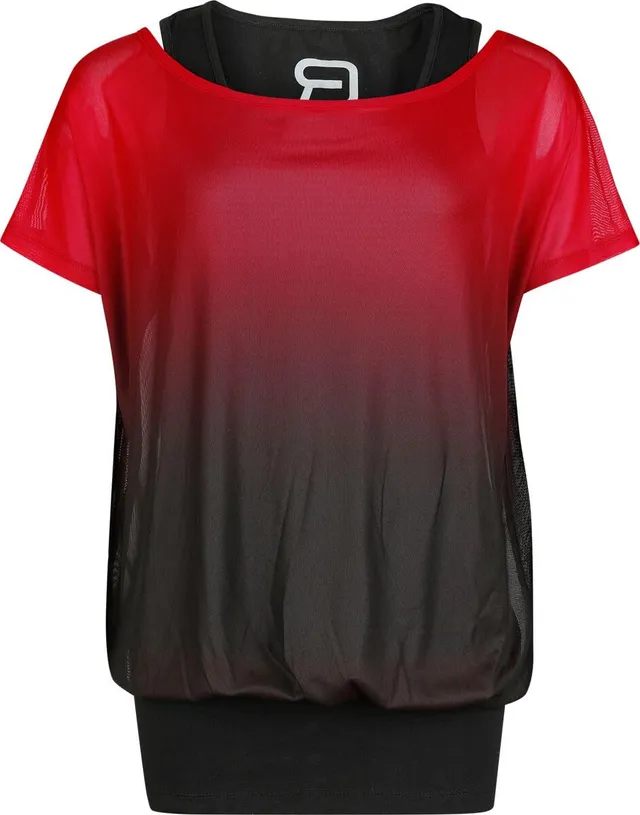 red-by-emp-bordeaux-schwarzes-2-in-1-t-shirt-damen image 1