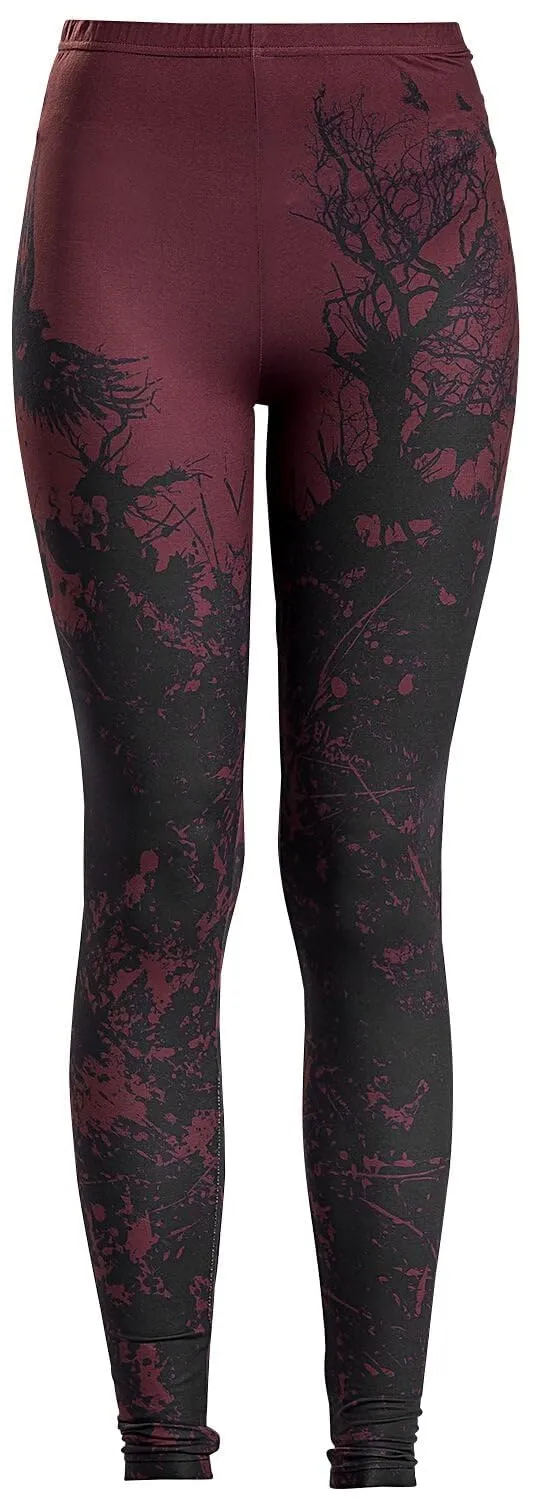 black-premium-by-emp-dunkelrote-leggings-allover-print-m image 1
