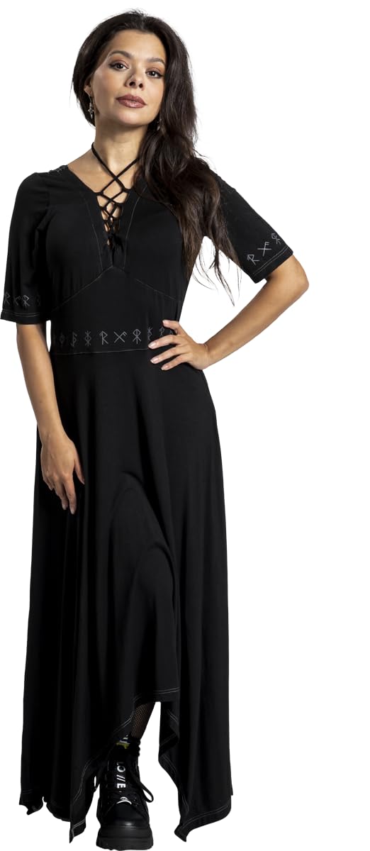 black-premium-by-emp-kleid-mit-schn-rung-lang-schwarz-damen image 2