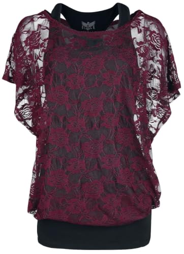 black-premium-by-emp-spitzenshirt-damen-bordeaux-mit-top image 5