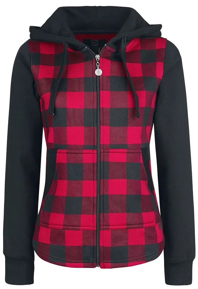 red-by-emp-kapuzenjacke-karo-schwarz-rot-gr-m image 1