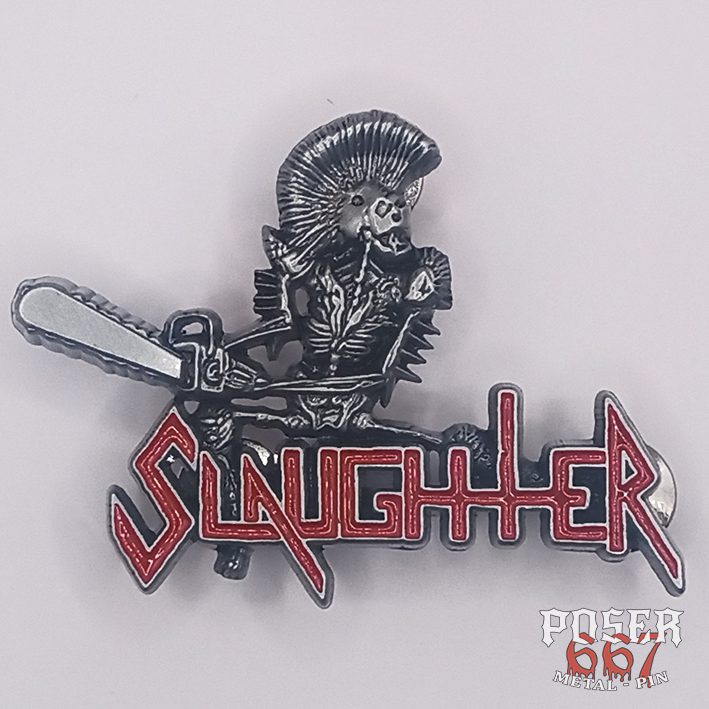slaughter-surrender-or-die-3d-pin-metall-anstecker-antik-silber-5-5cm image 1