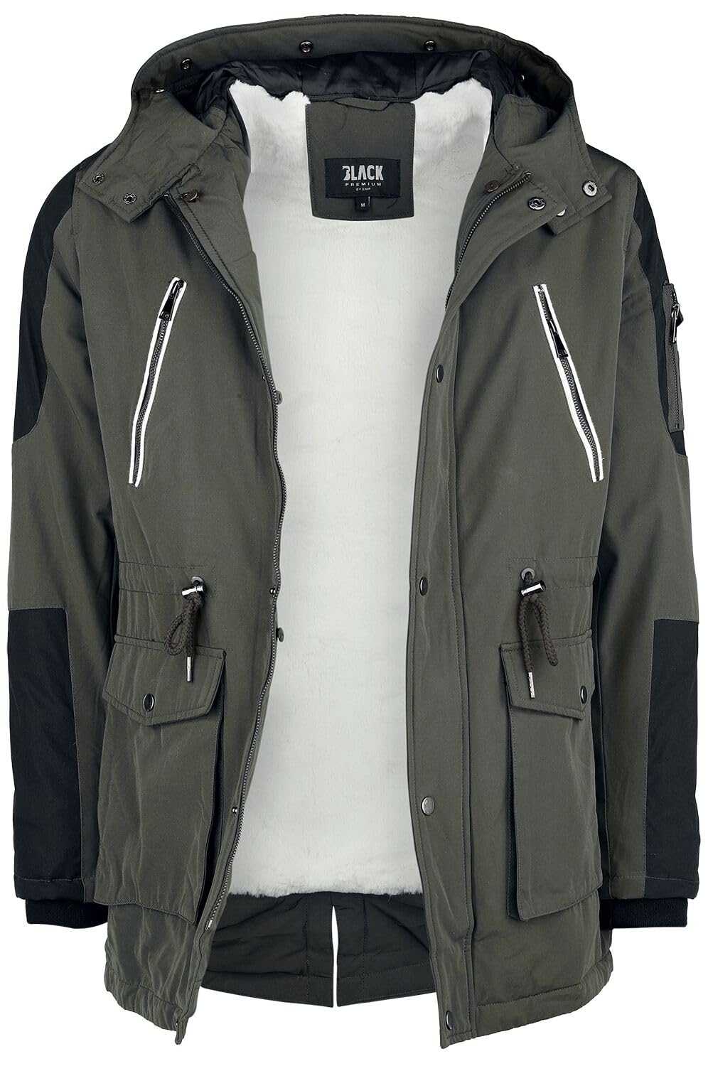 black-premium-by-emp-herren-winterjacke-oliv-kunstfellkragen image 1