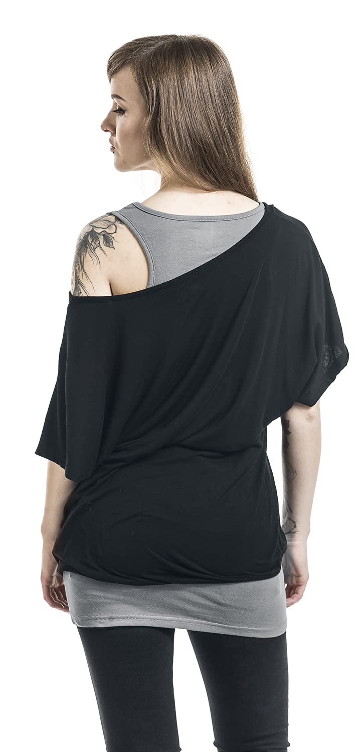 black-premium-by-emp-t-shirt-damen-m-double-layer-grau image 6