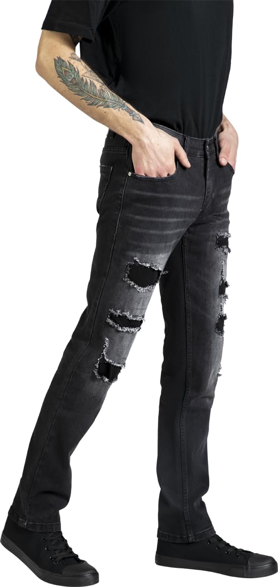 red-by-emp-hosen-jeans-schwarz-cut-outs-herren-32w-34l image 6