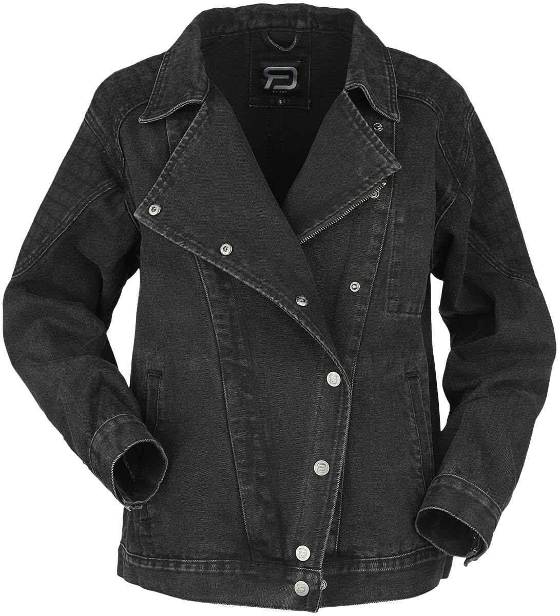 red-by-emp-damen-jeansjacke-schwarz-oversized-biker image 1