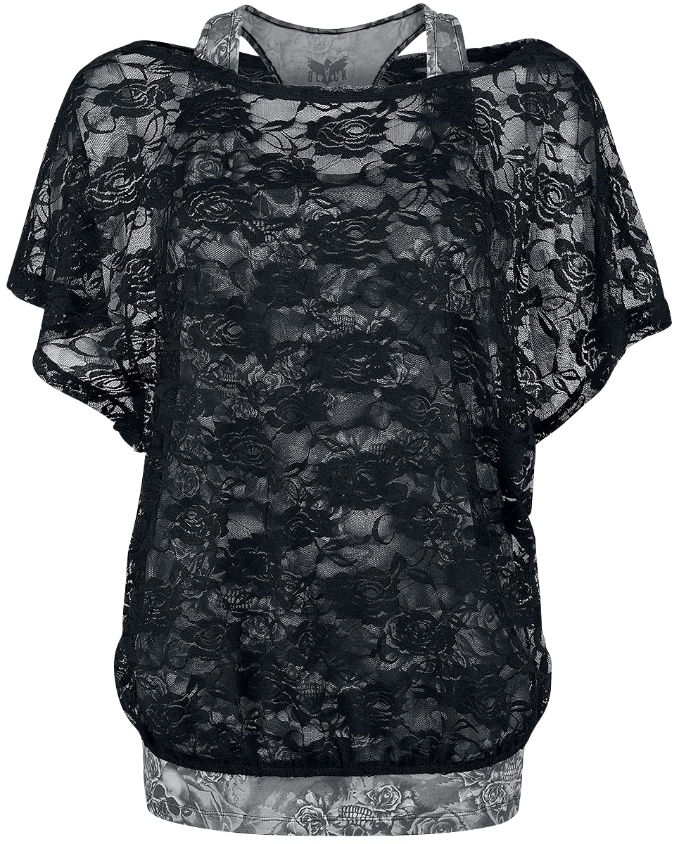 black-premium-by-emp-top-damen-grau-mit-schwarzem-spitzen-shirt image 3