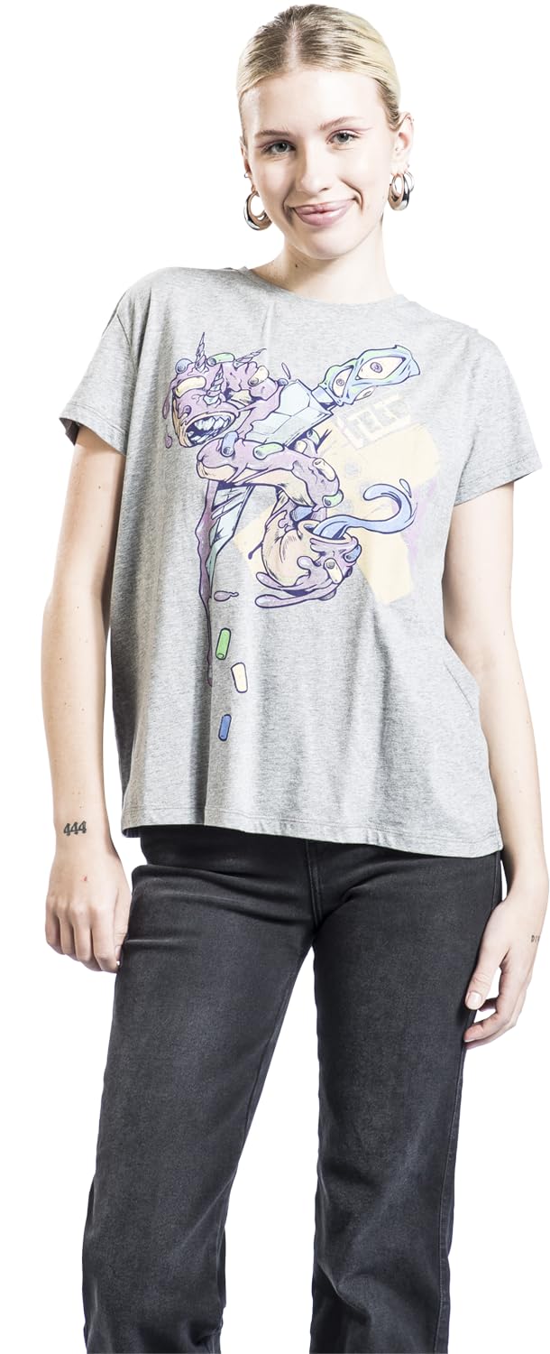 red-by-emp-creepy-donut-dolch-t-shirt-damen-grau image 2