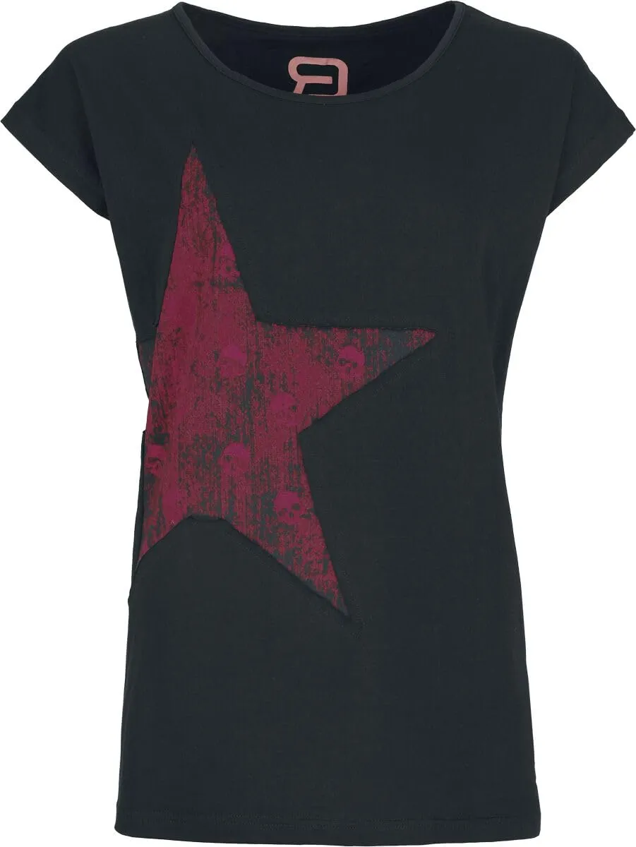 red-by-emp-basic-t-shirt-damen-schwarz-sternchen-print-l image 1