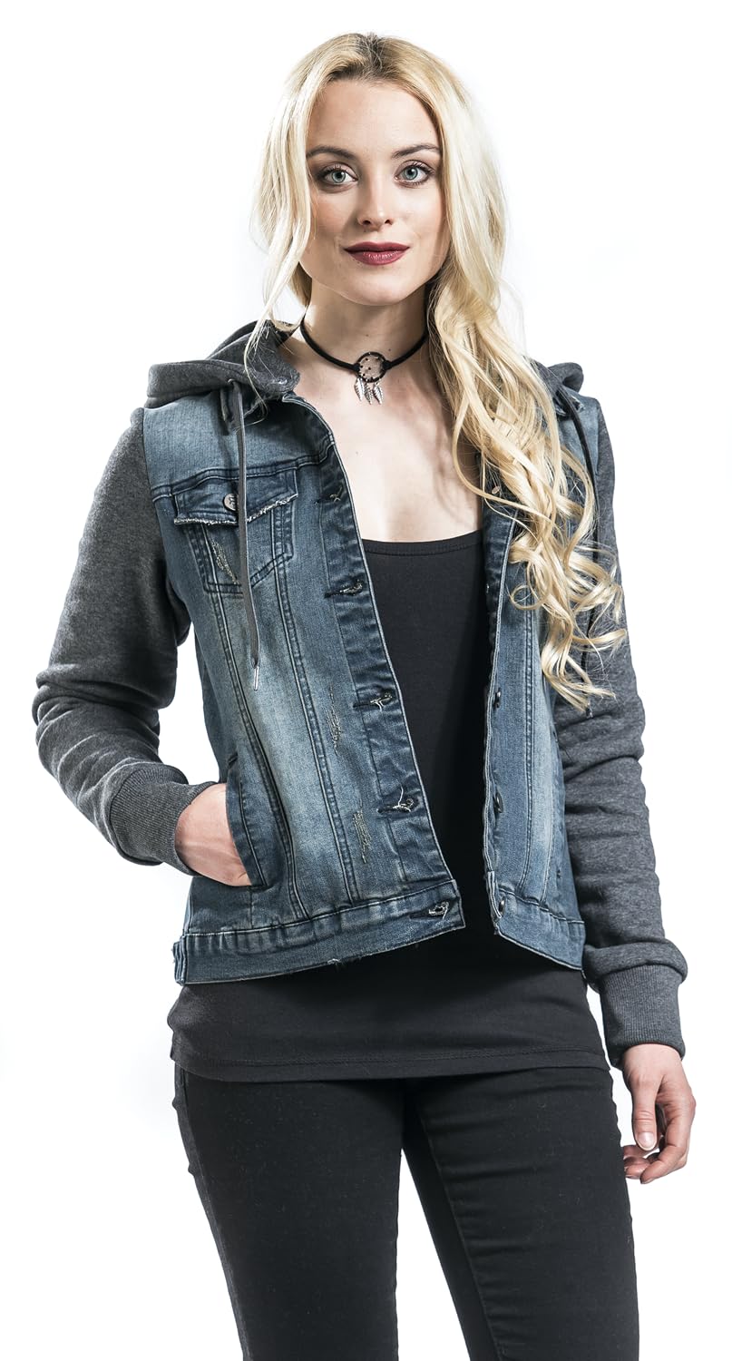 red-by-emp-damen-jeansjacke-blau-grau-abnehmbare-kapuze image 8