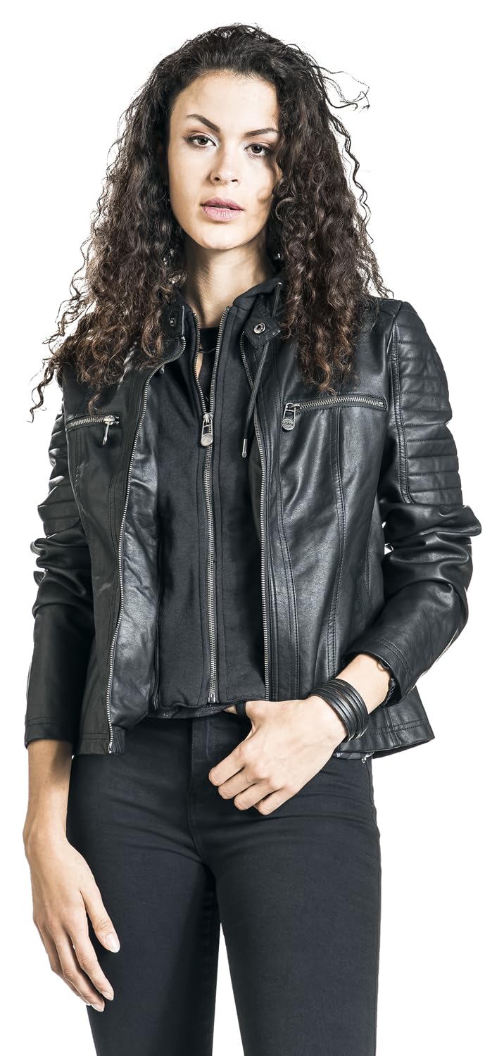 black-premium-by-emp-damen-kunstlederjacke-schwarz-3xl-biker image 2