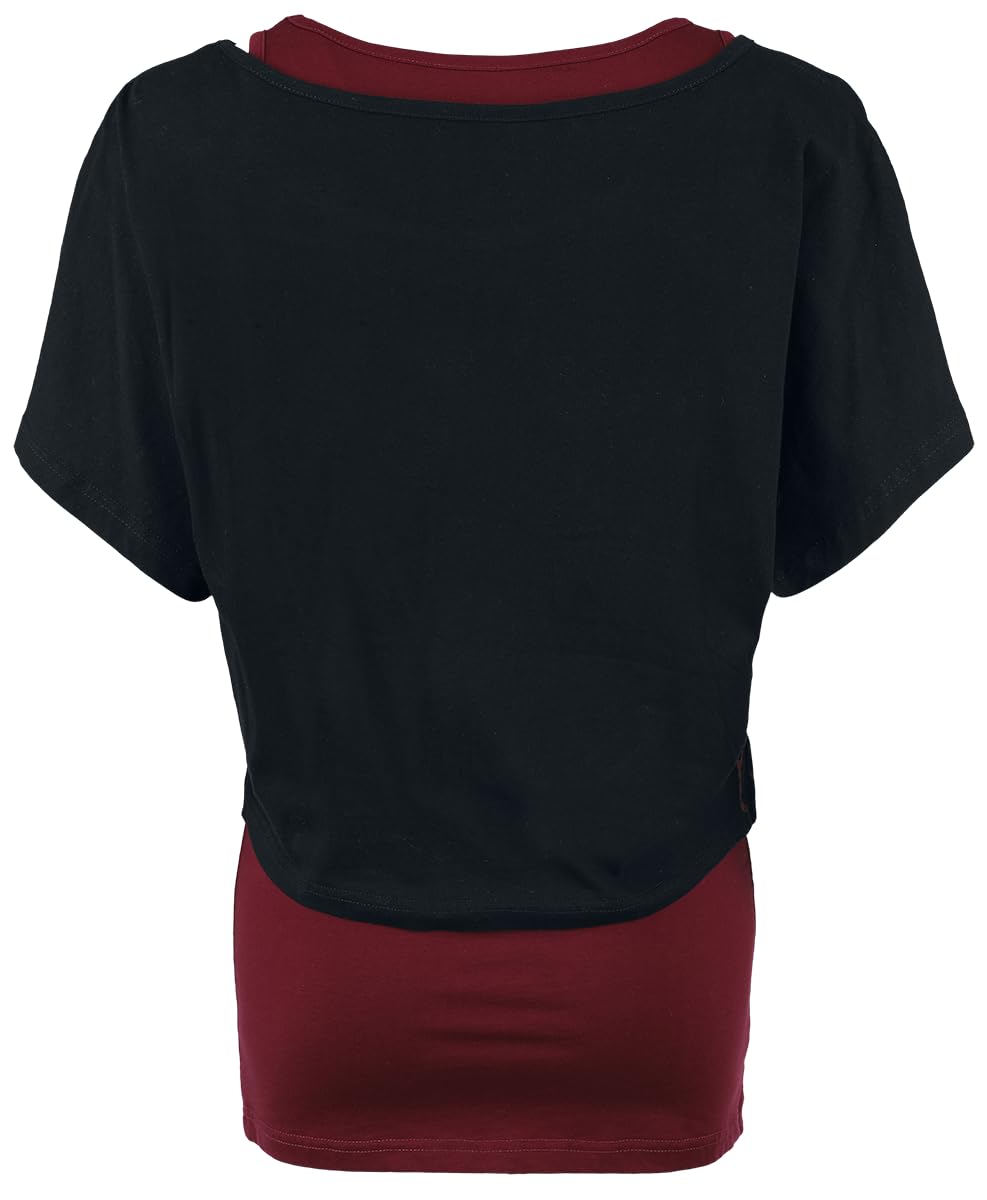 black-premium-by-emp-damen-doppelpack-top-t-shirt-schwarz-bordeaux image 3