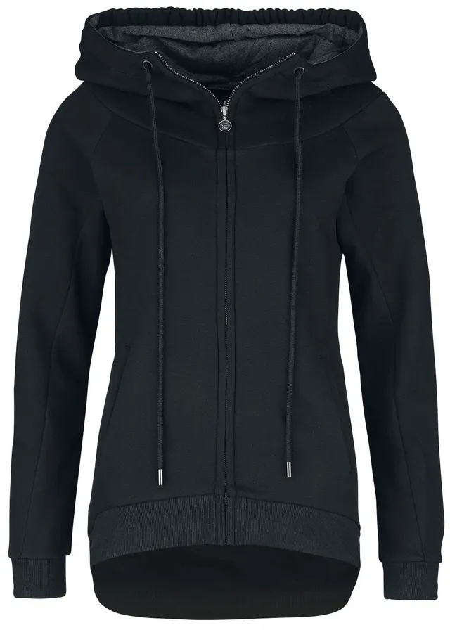 red-by-emp-sweatjacke-lang-damen-schwarz-kapuze image 1