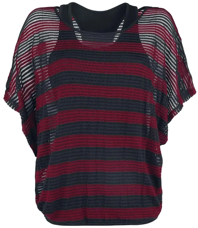 black-premium-by-emp-fledermaus-rmel-t-shirt-damen-rot-schwarz-mit-top image 1