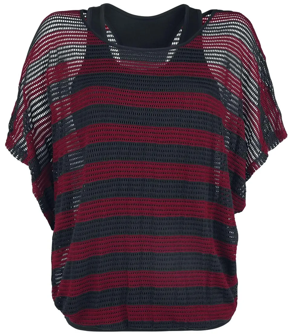 black-premium-by-emp-fledermaus-rmel-t-shirt-damen-rot-schwarz-mit-top image 1