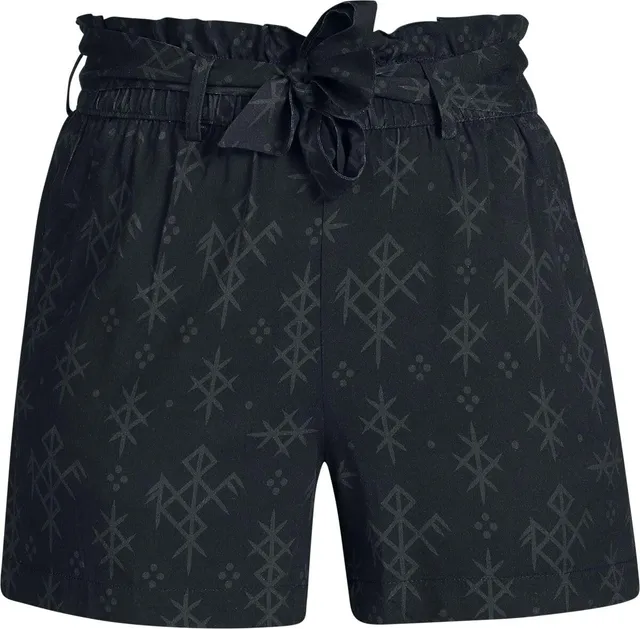 black-premium-shorts-allover-print-g-rtel-schwarz-damen image 1