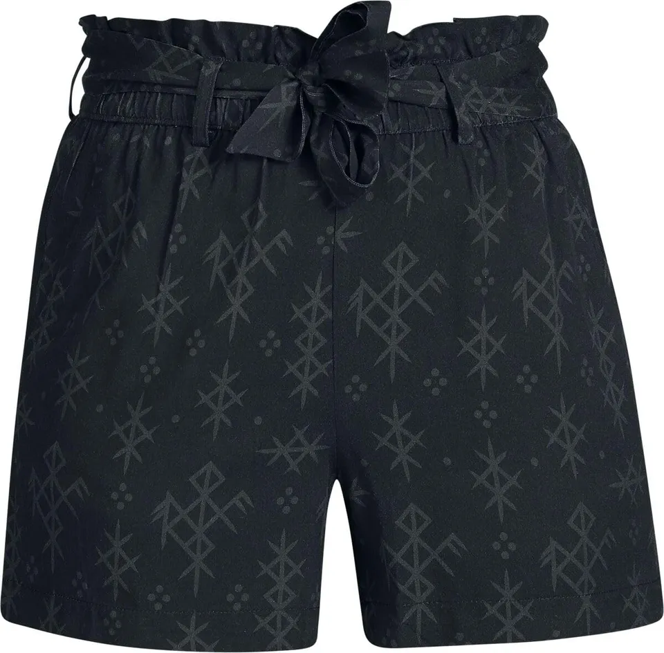 black-premium-shorts-allover-print-g-rtel-schwarz-damen image 1