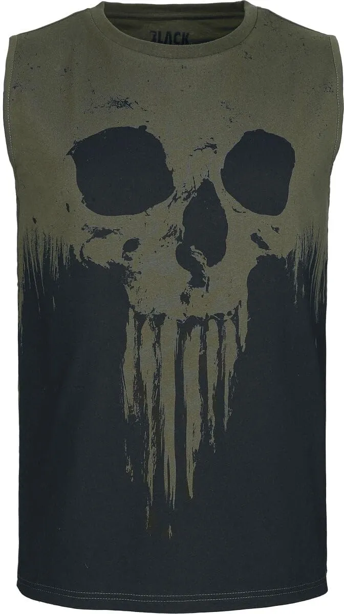 black-premium-by-emp-tank-top-herren-skull-print-schwarz-oliv image 1
