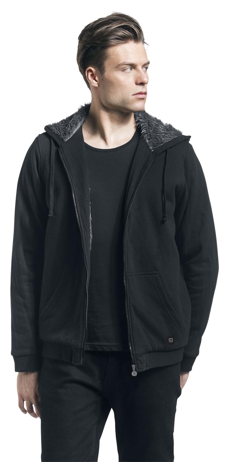 red-by-emp-sweatshirtjacke-fellkapuze-schwarz-herren image 2