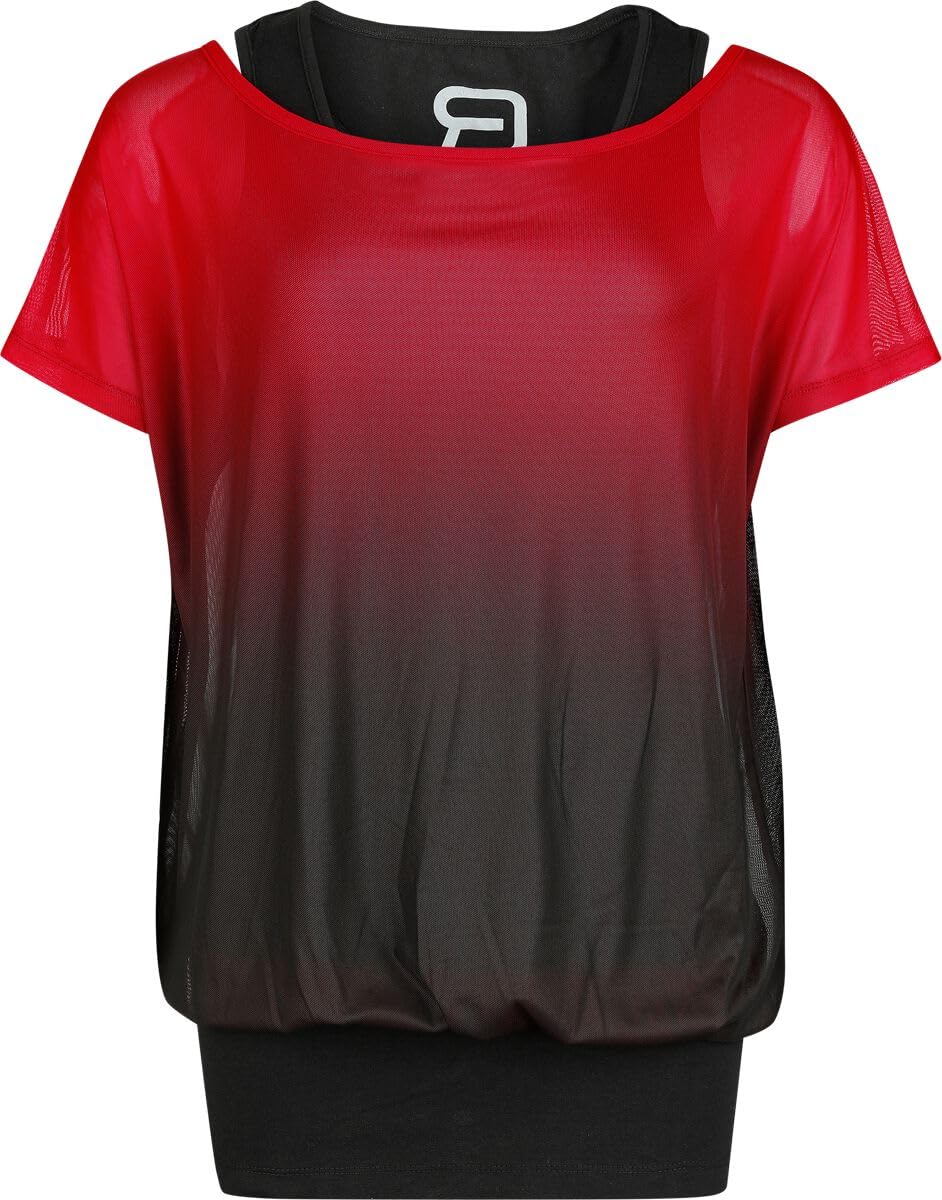 red-by-emp-bordeaux-schwarzes-2-in-1-t-shirt-damen image 1