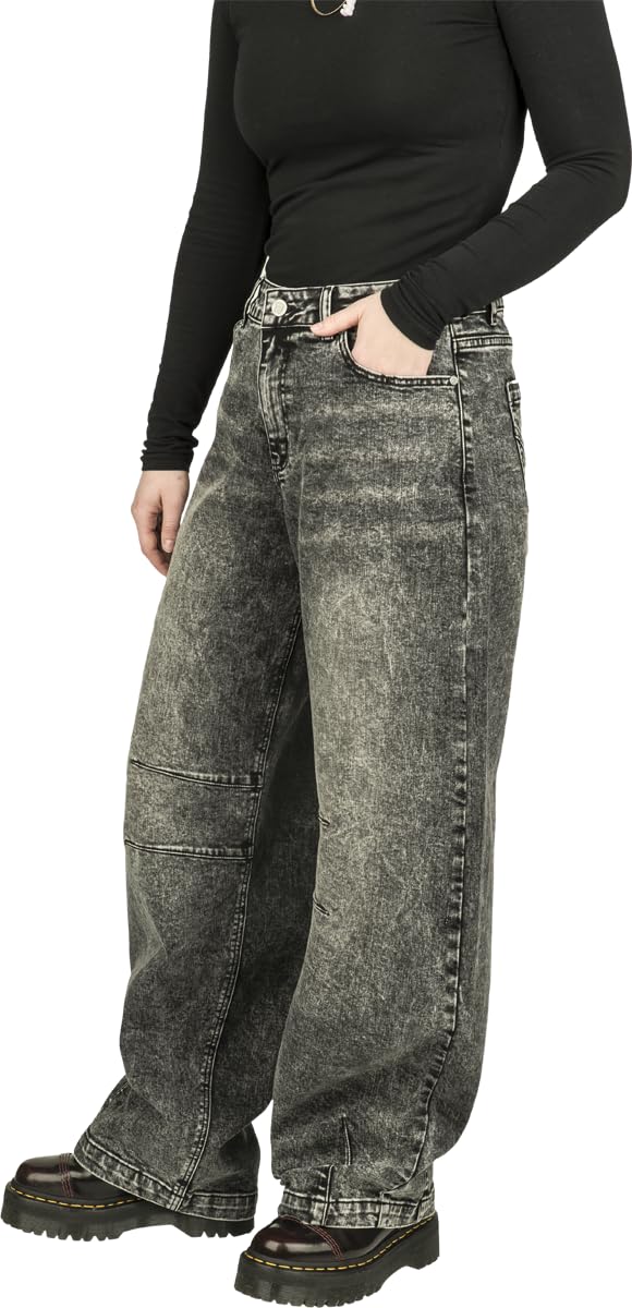 red-by-emp-hosen-damen-jeans-grau-barrel-fit-30w-32l-stickerei image 2