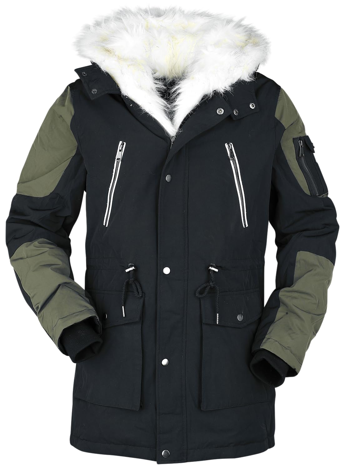 black-premium-by-emp-schwarz-gr-ne-winterjacke-kunstfell-herren image 3