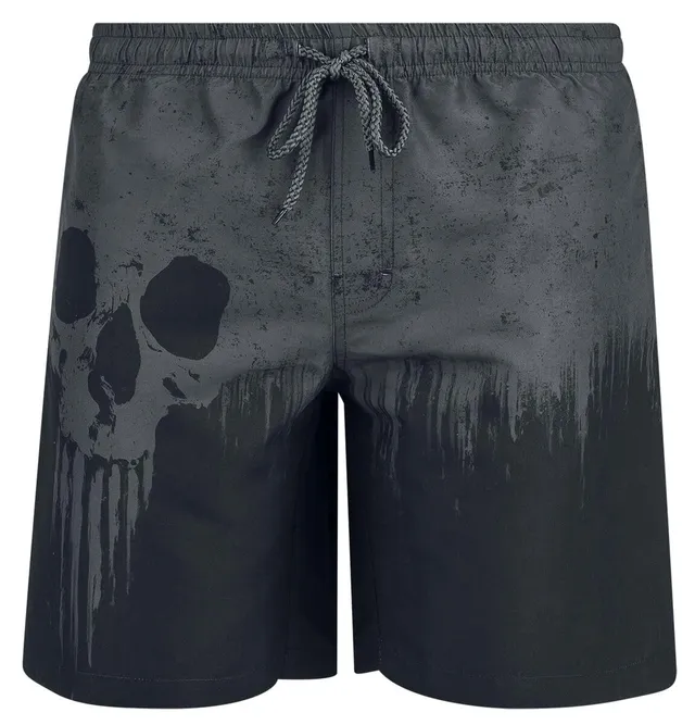 black-premium-by-emp-bademode-graue-badeshorts-skull-print-l image 1