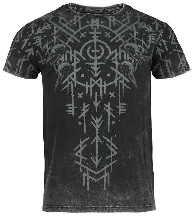 black-premium-by-emp-herren-t-shirt-schwarz-washed-runen-gr-l image 1