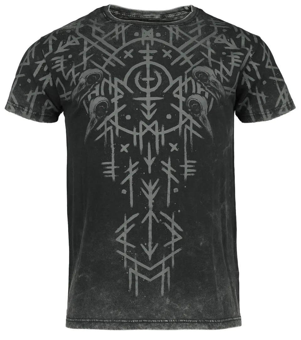 black-premium-by-emp-herren-t-shirt-schwarz-washed-runen-gr-l image 1