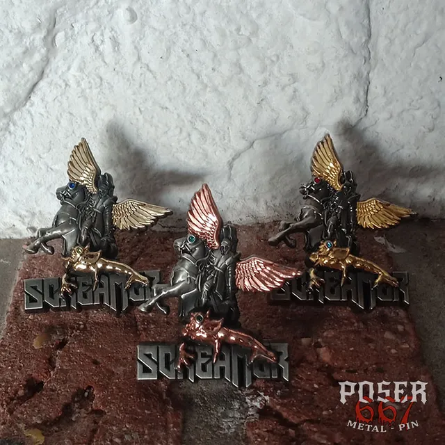 screamer-sacrifice-3d-pin-metall-5-cm-antik-silber image 1
