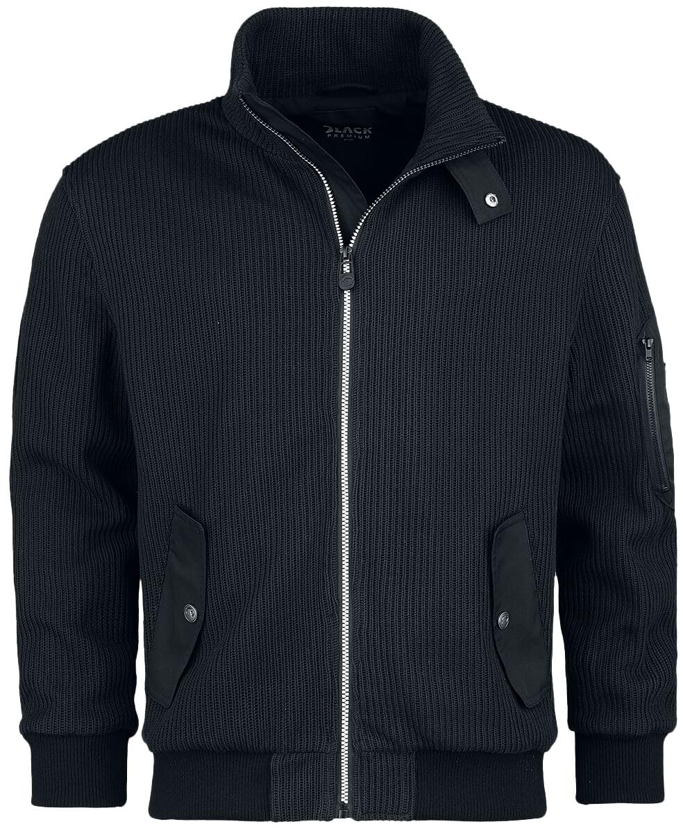 black-premium-by-emp-schwarze-bergangsjacke-strickoptik-herren image 1