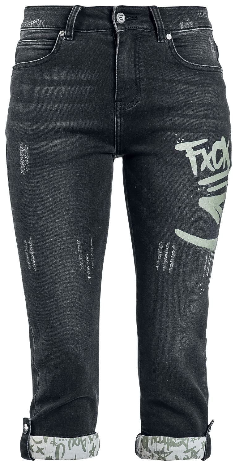red-by-emp-3-4-jeans-damen-dunkelgrau-graffiti image 1