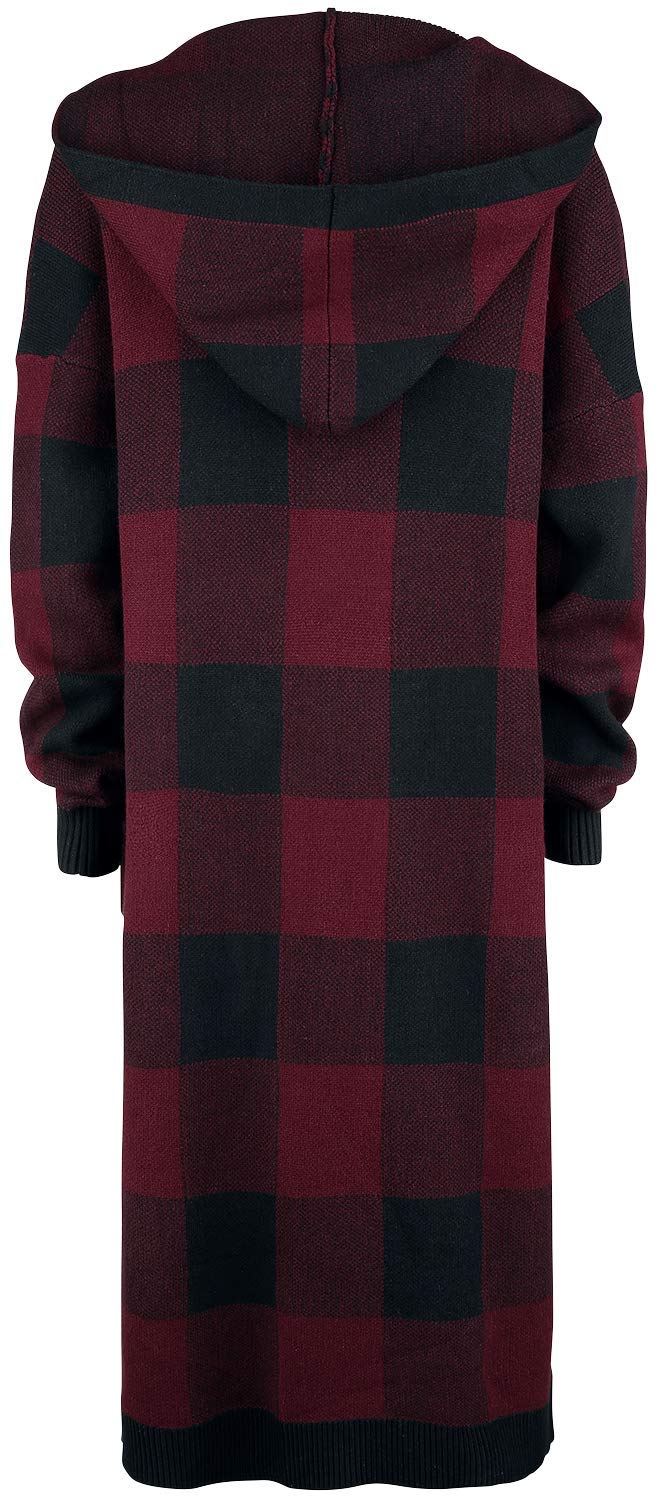 black-premium-cardigan-kariert-kapuze-schwarz-rot-5xl image 2