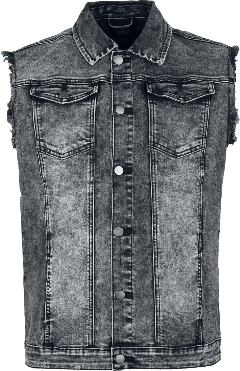 black-premium-by-emp-herren-jeansweste-grau-destroyed-rmellos image 1