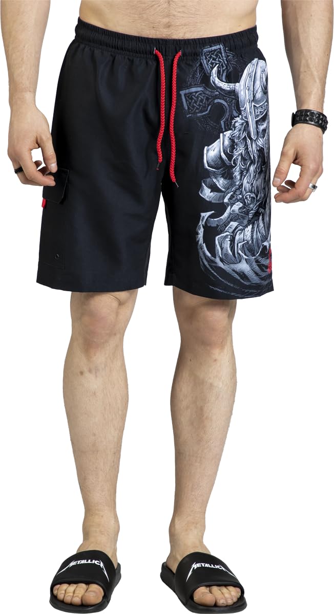 black-premium-badehose-herren-schwarz-wikinger-print image 2