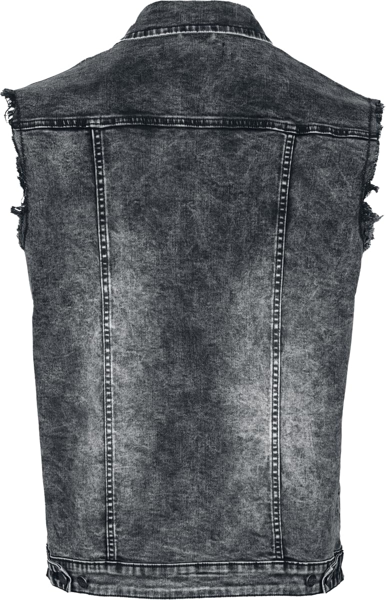 black-premium-by-emp-herren-jeansweste-grau-destroyed-rmellos image 3