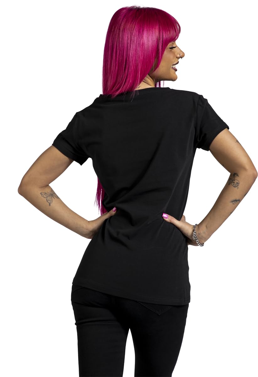 red-by-emp-damen-basic-t-shirt-schwarz-lila-v-ausschnitt image 3