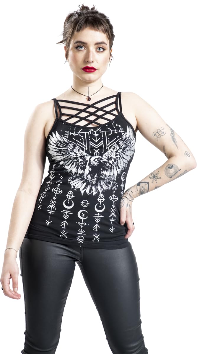 black-premium-by-emp-tank-top-raben-silberdruck-damen-schwarz image 2