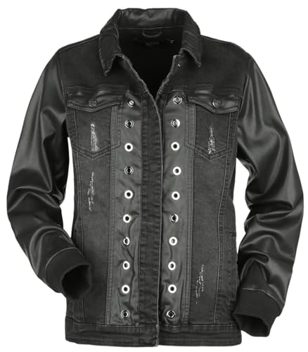 black-premium-by-emp-jeansjacke-schwarz-damen-kunstleder-details image 8