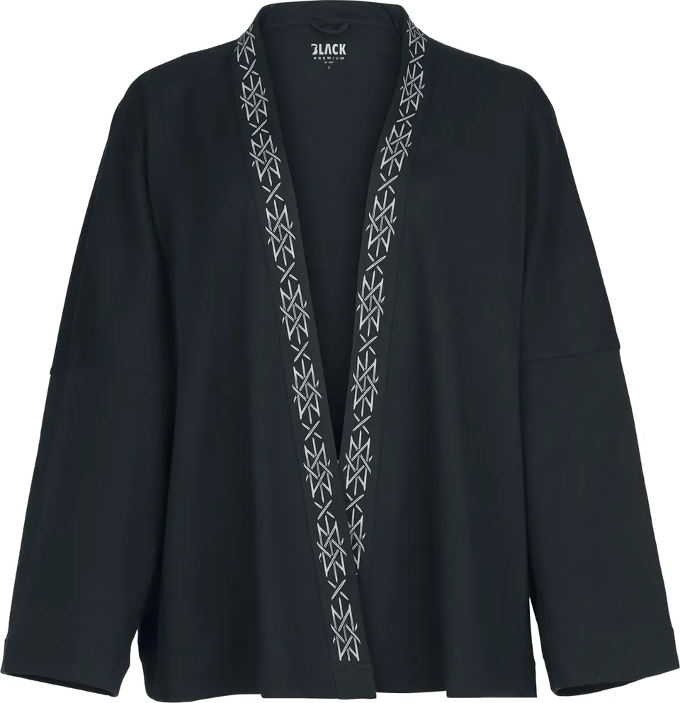 black-premium-by-emp-damen-cardigan-schwarz-fl-gel-print image 1
